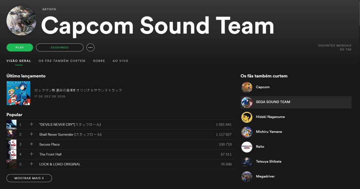 Capcom | Todas as trilhas sonoras estão disponíveis no Spotify